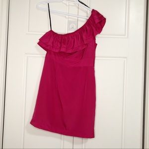Forever 21 One Shoulder Pink Ruffle Women Dress